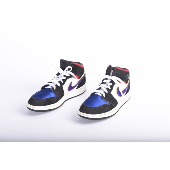 Nike, Air Jordan 1 MID SE GS Kids Black/Royal Blue/Red BQ6931-005 Size 6.5